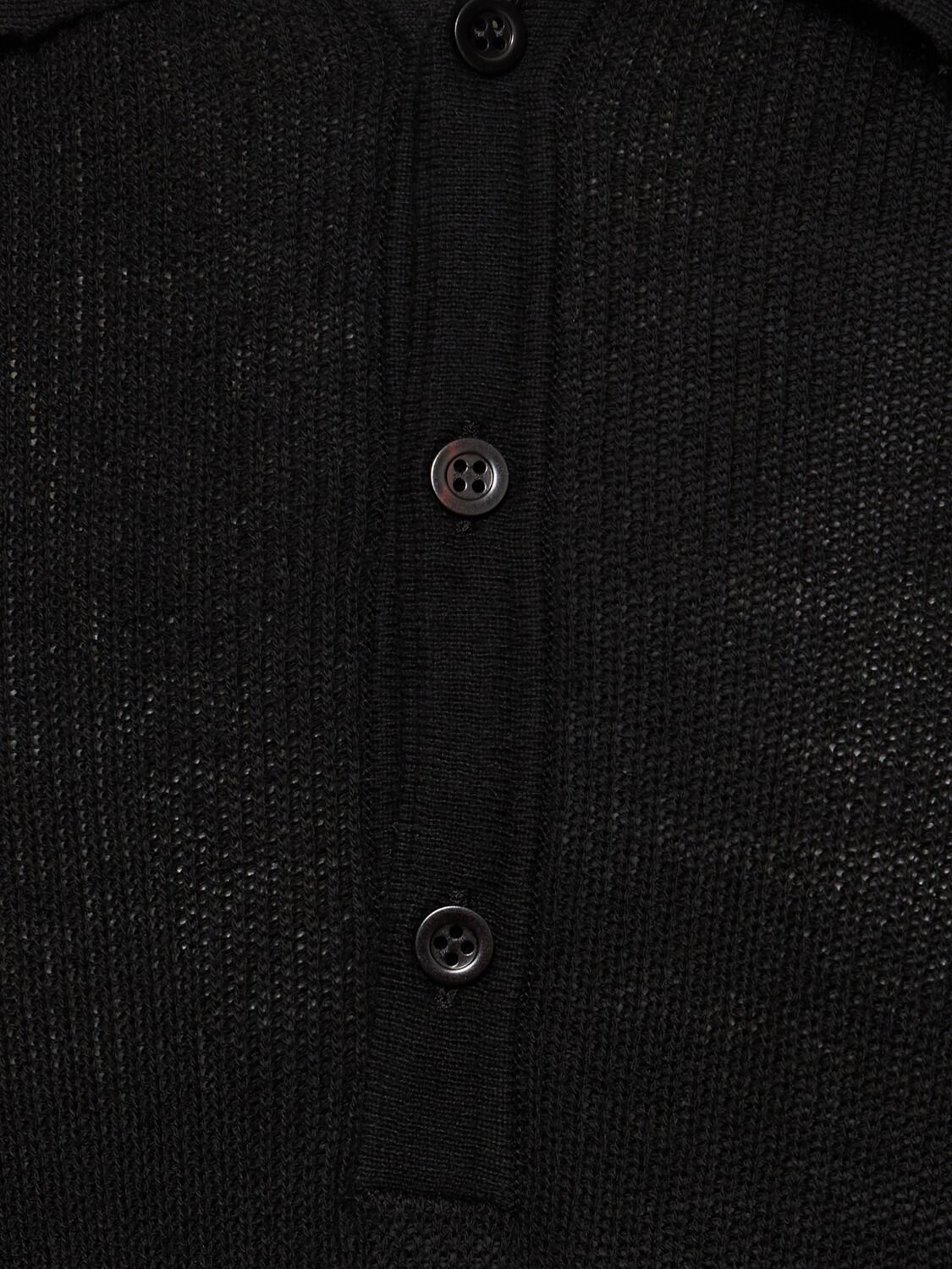 Shop Laneus Cotton Knit S/s Polo In Black