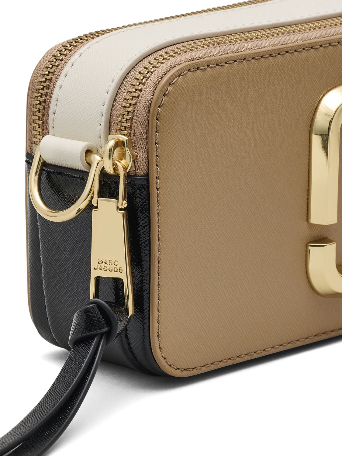 Shop Marc Jacobs The Snapshot Leather Shoulder Bag In Camel Multi