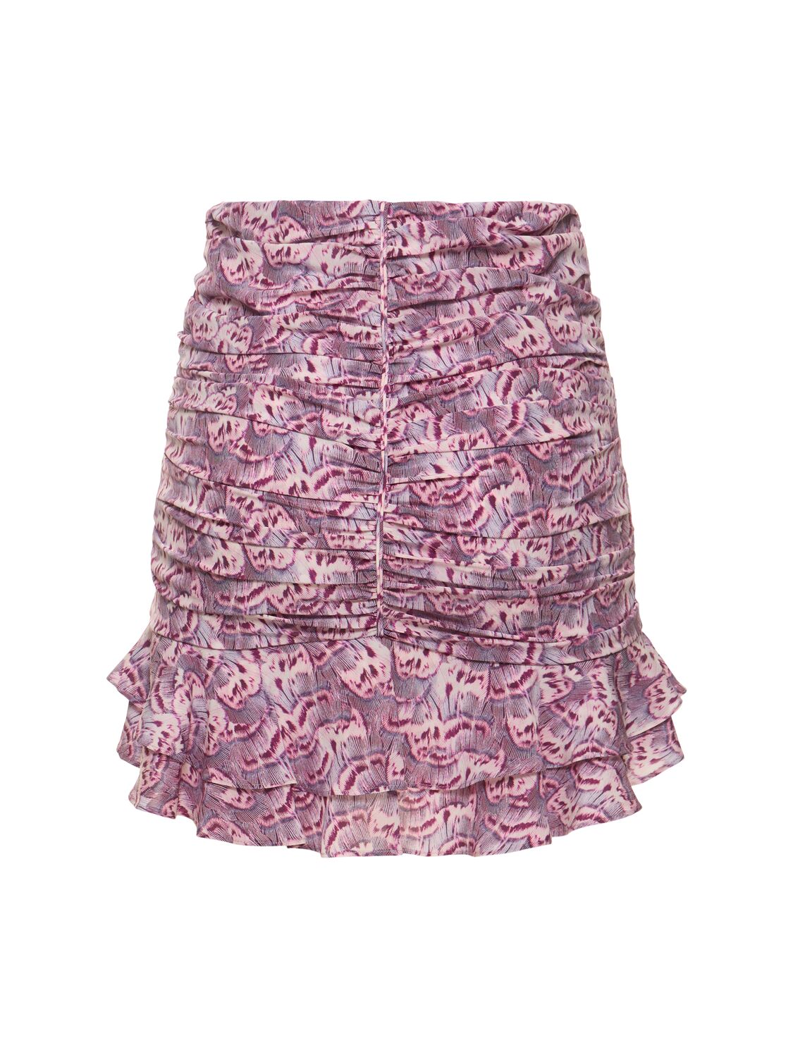Shop Isabel Marant Milendi Printed Stretch Silk Mini Skirt In Mauve,multi