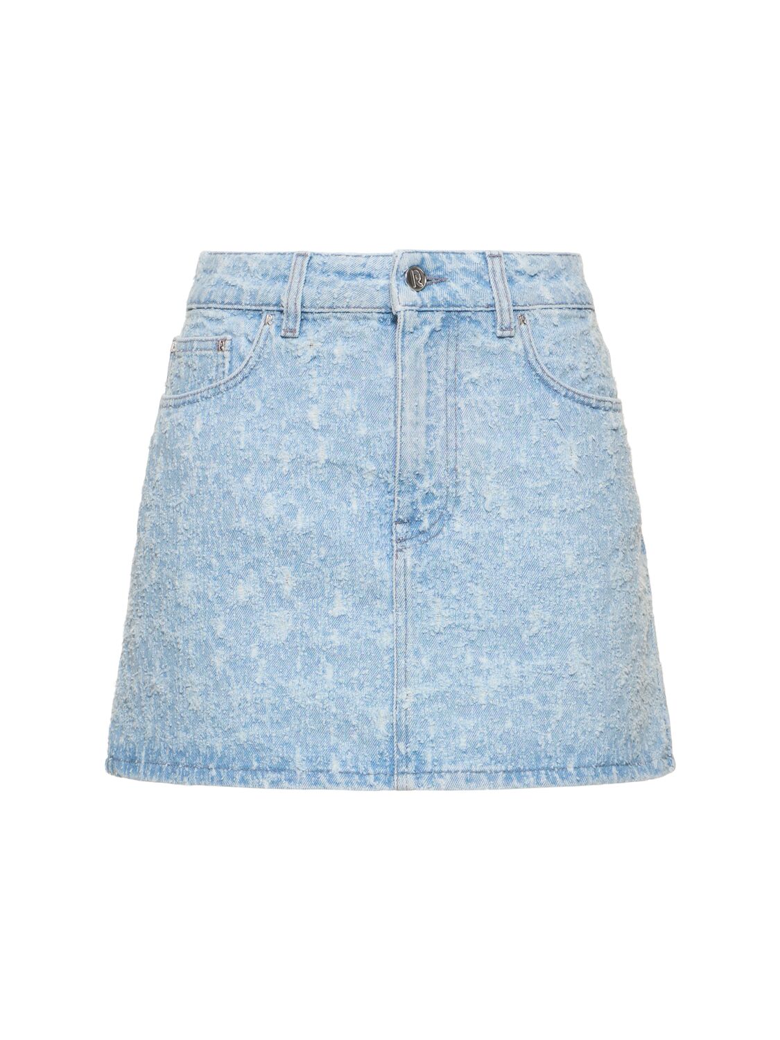 Rabanne Denim Mini Skirt In Light Blue