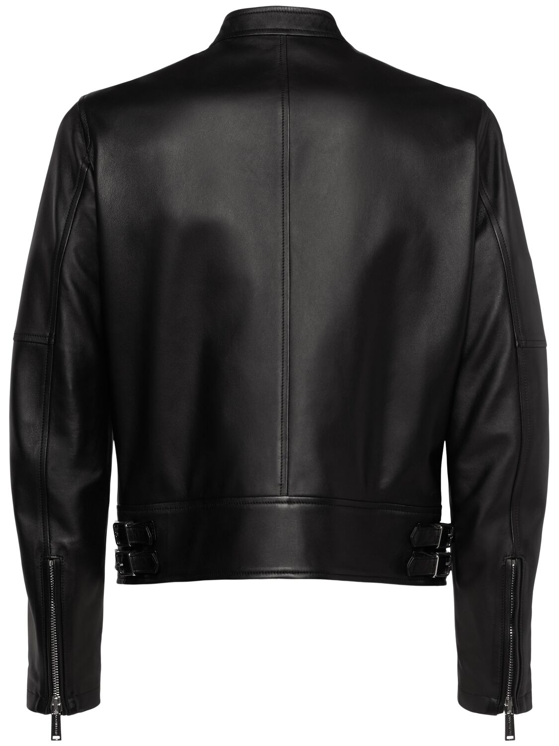 Shop Dsquared2 Biker Leather Jacket In Black