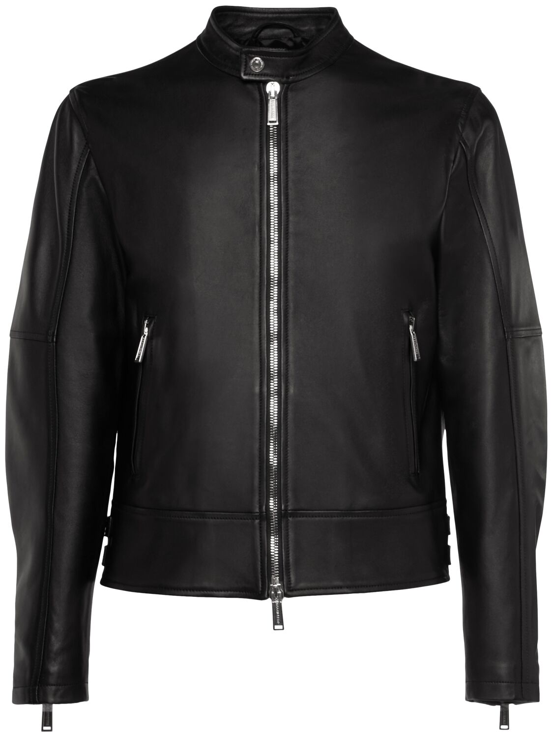 Dsquared2 Biker Leather Jacket In Black
