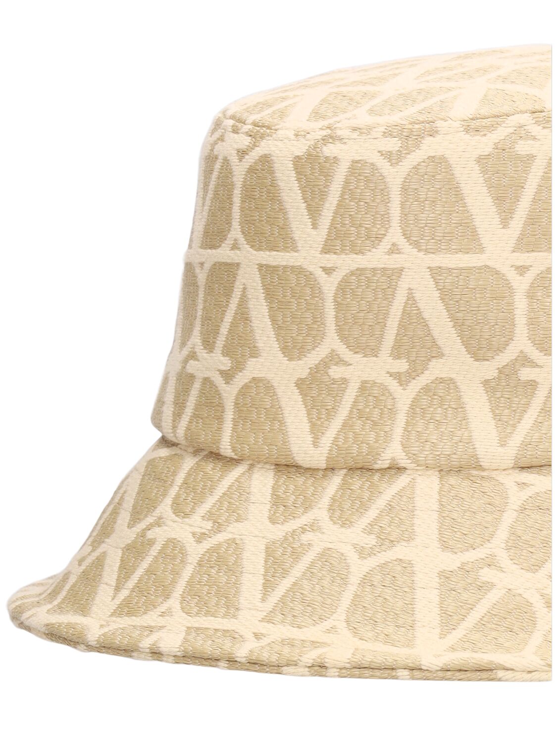 Shop Valentino Toile Iconographe Bucket Hat In Rafia,avorio