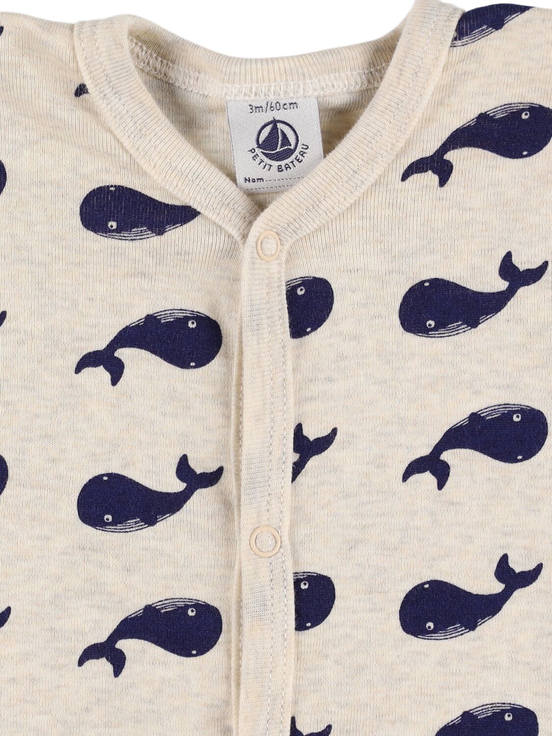 Shop Petit Bateau Whale Print Cotton Romper In Multicolor