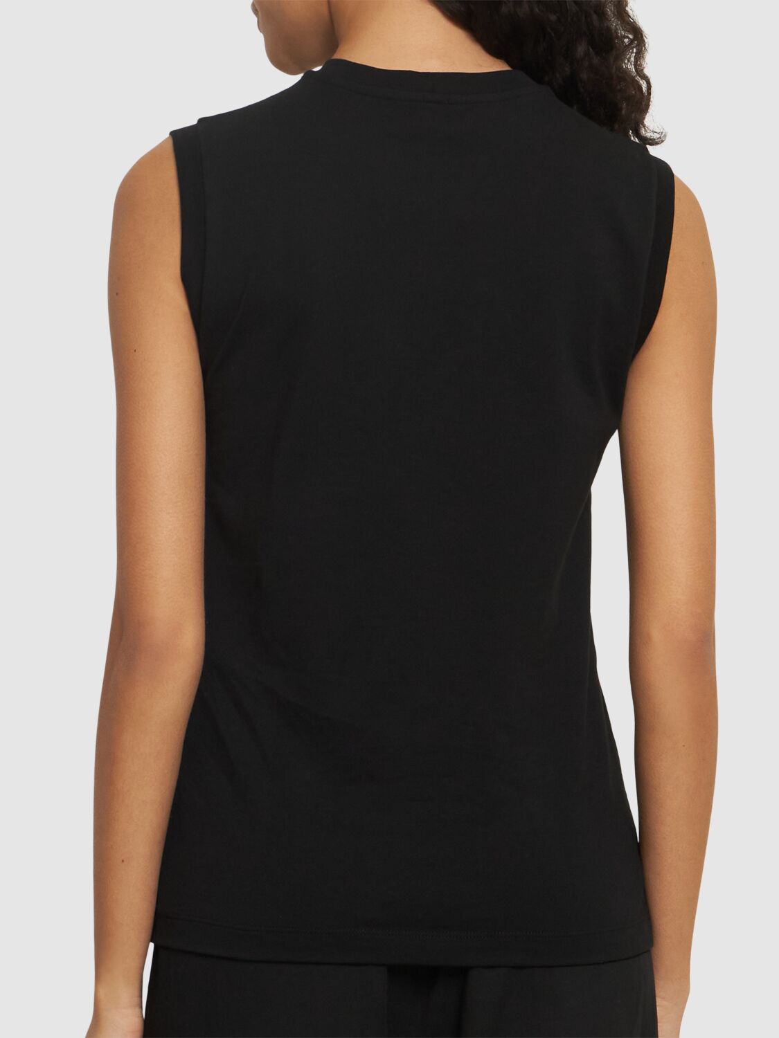 Shop Totême Sleeveless Organic Cotton Jersey Top In Black