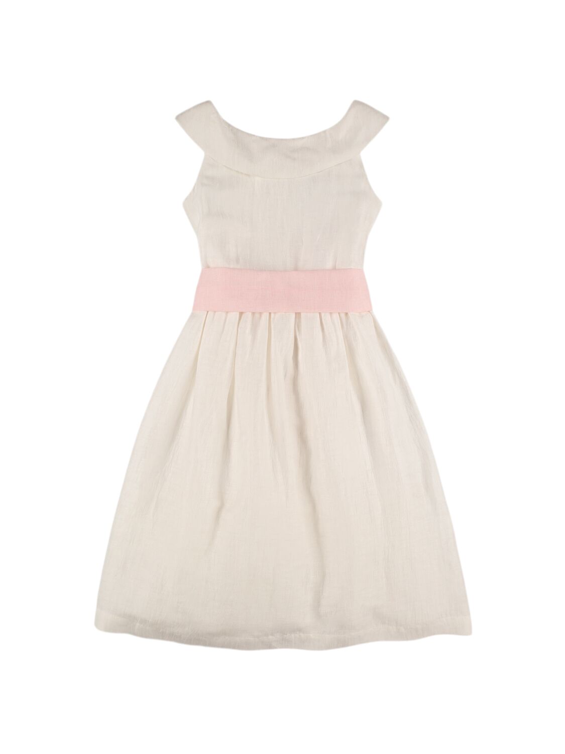 Il Gufo Kids' Linen Blend Dress In White,pink