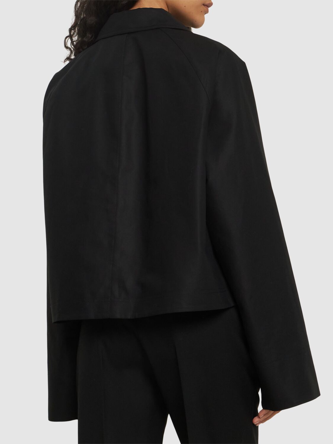 Shop Totême Cropped Organic Cotton Jacket In Black