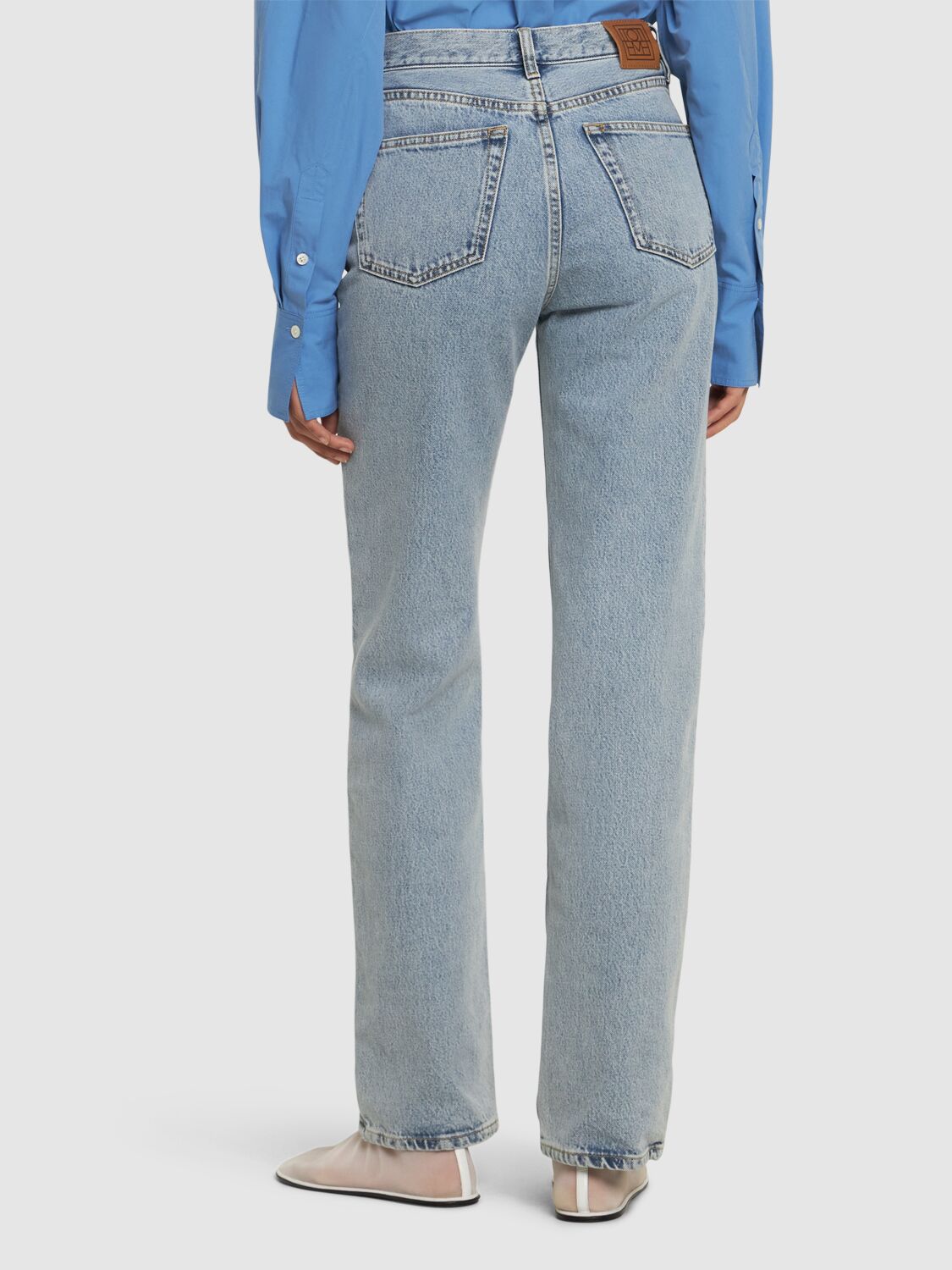 Shop Totême Classic Organic Denim Straight Jeans In Blue