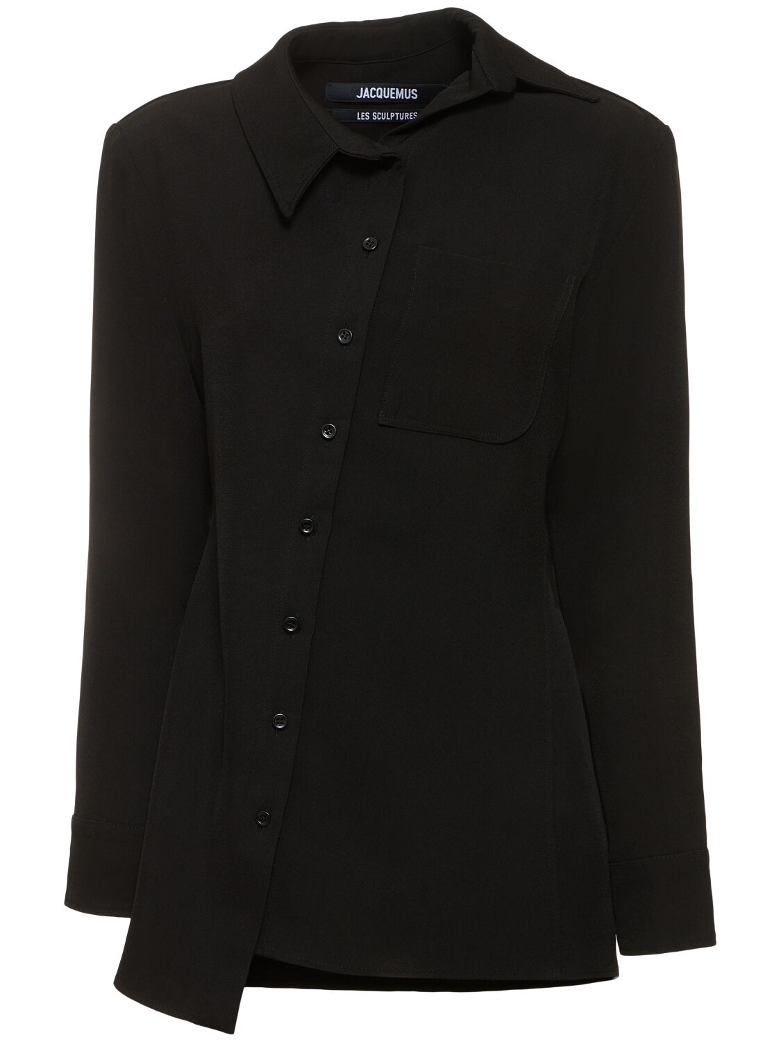 Shop Jacquemus La Chemise Pablo Satin Shirt In Black