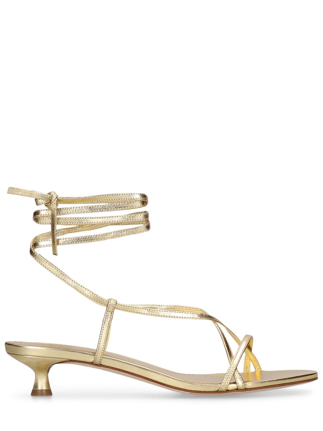 Shop Aeyde 35mm Paige Laminated Leather Sandals In Gold