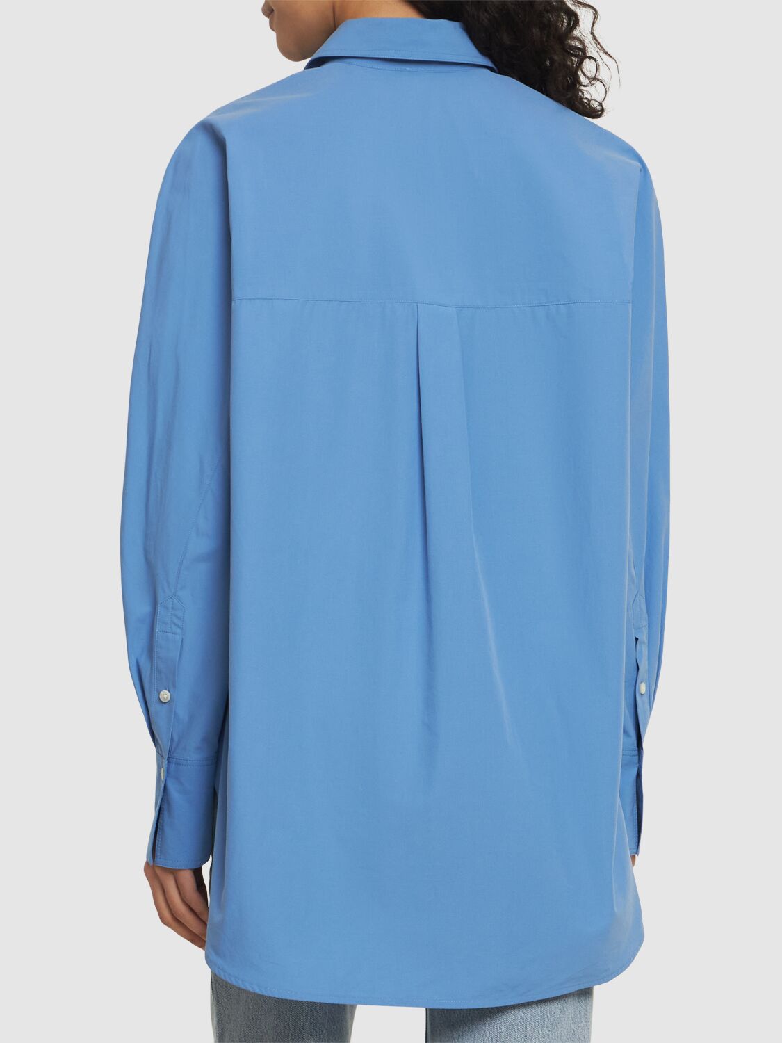 Shop Totême Kimono Sleeve Cotton Poplin Shirt In Blue