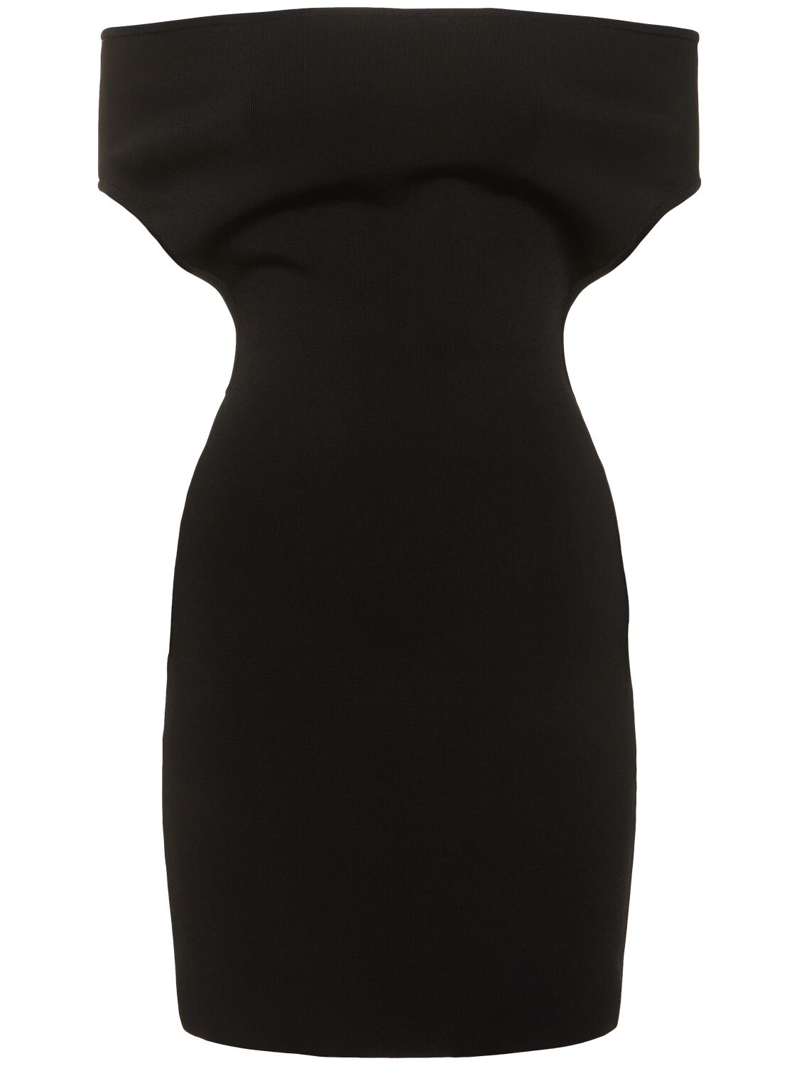 Jacquemus La Dressing Gown Cubista Rib Knit Mini Dress In Black
