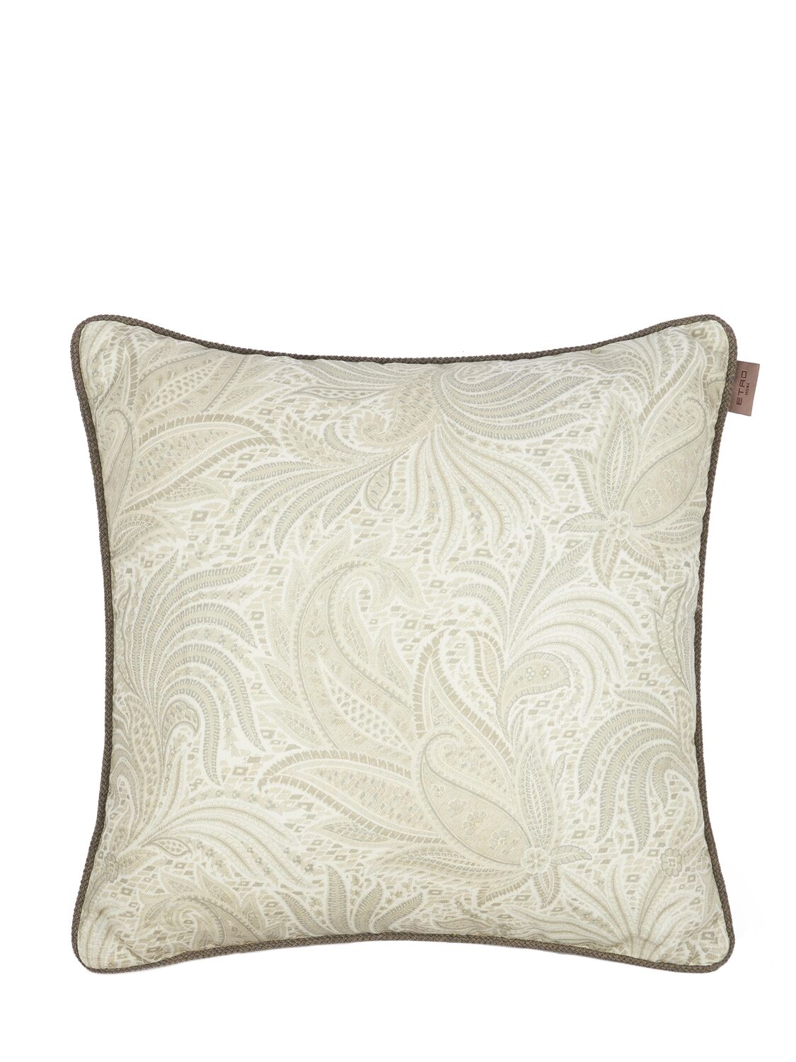 Etro Calathea Embroidered Cushion In Beige