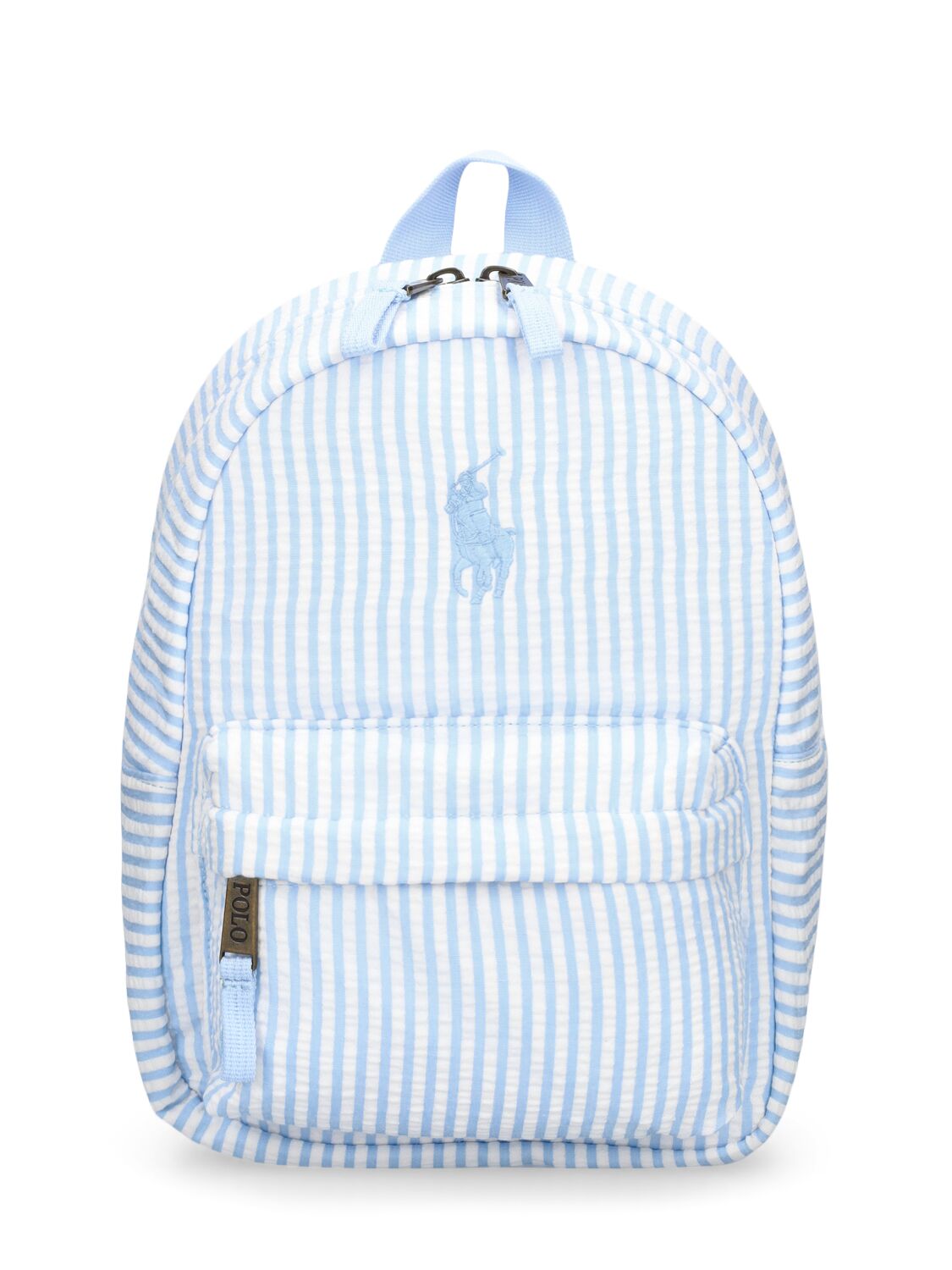 Ralph Lauren Kids' Logo Seersucker Backpack In Blue