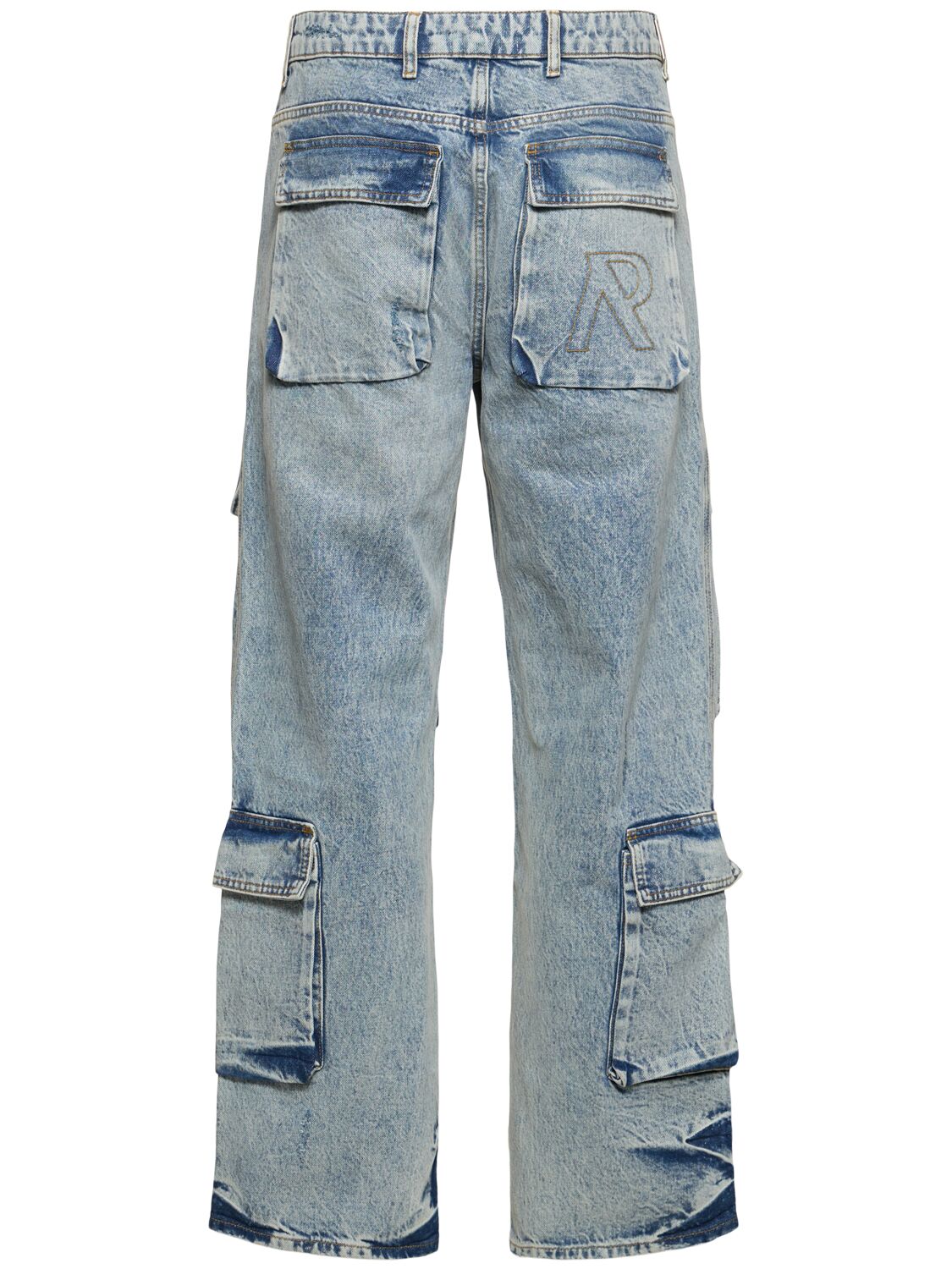 Shop Represent R3ca Denim Cargo Jeans In Blue
