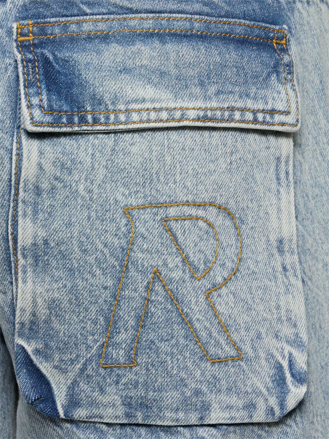 Shop Represent R3ca Denim Cargo Jeans In Blue
