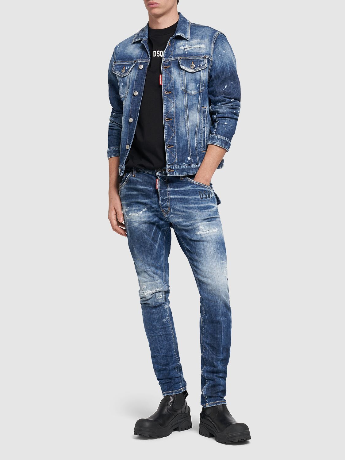 Shop Dsquared2 Dan Denim Jacket In Navy