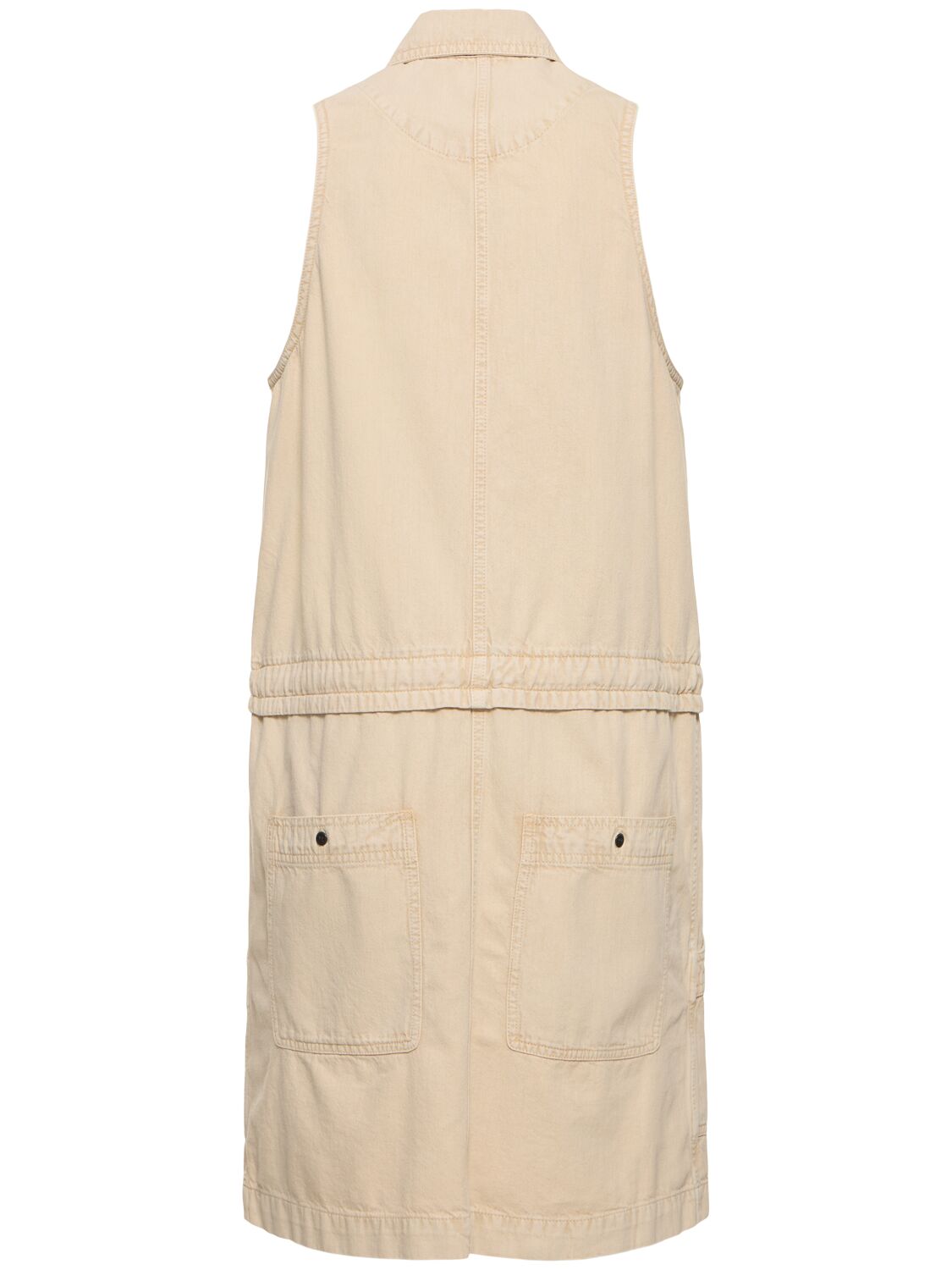 Shop Marant Etoile Ines Sleeveless Cotton Midi Dress In Beige