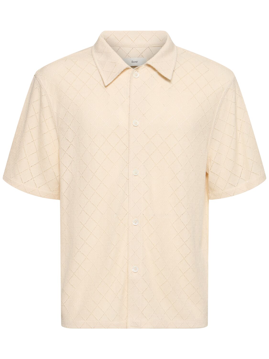 Dunst Unisex Crochet Short Sleeve Shirt In Cream