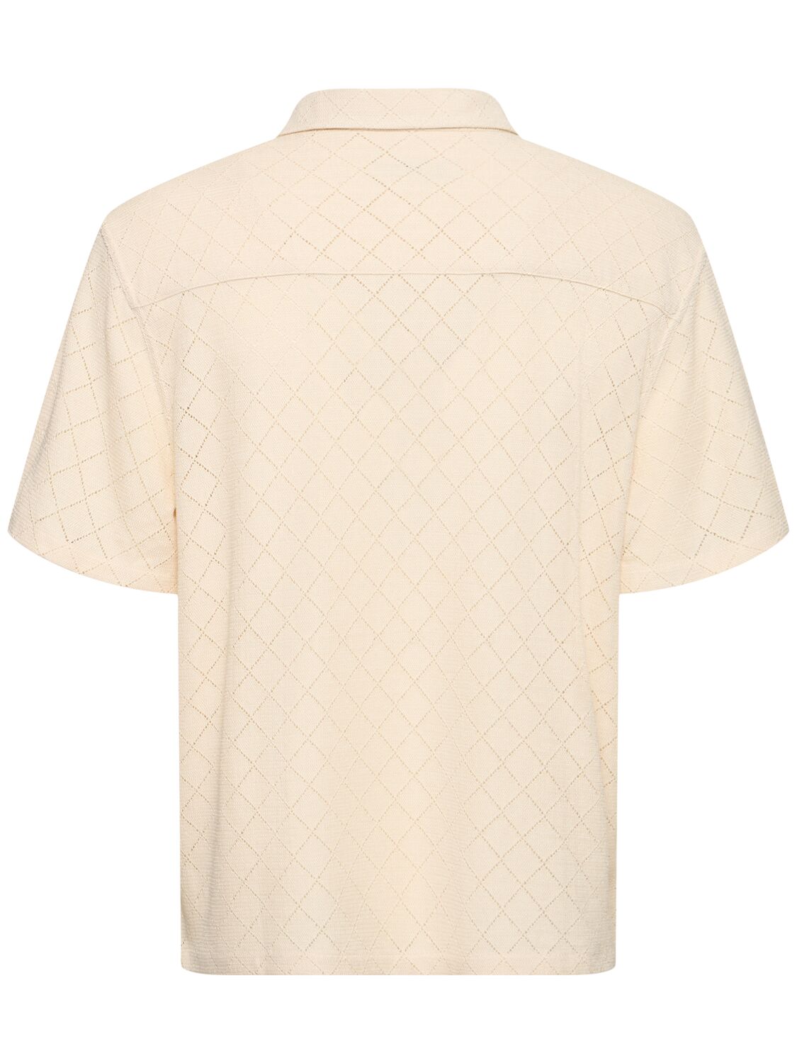 Shop Dunst Unisex Crochet Short Sleeve Shirt In Cream