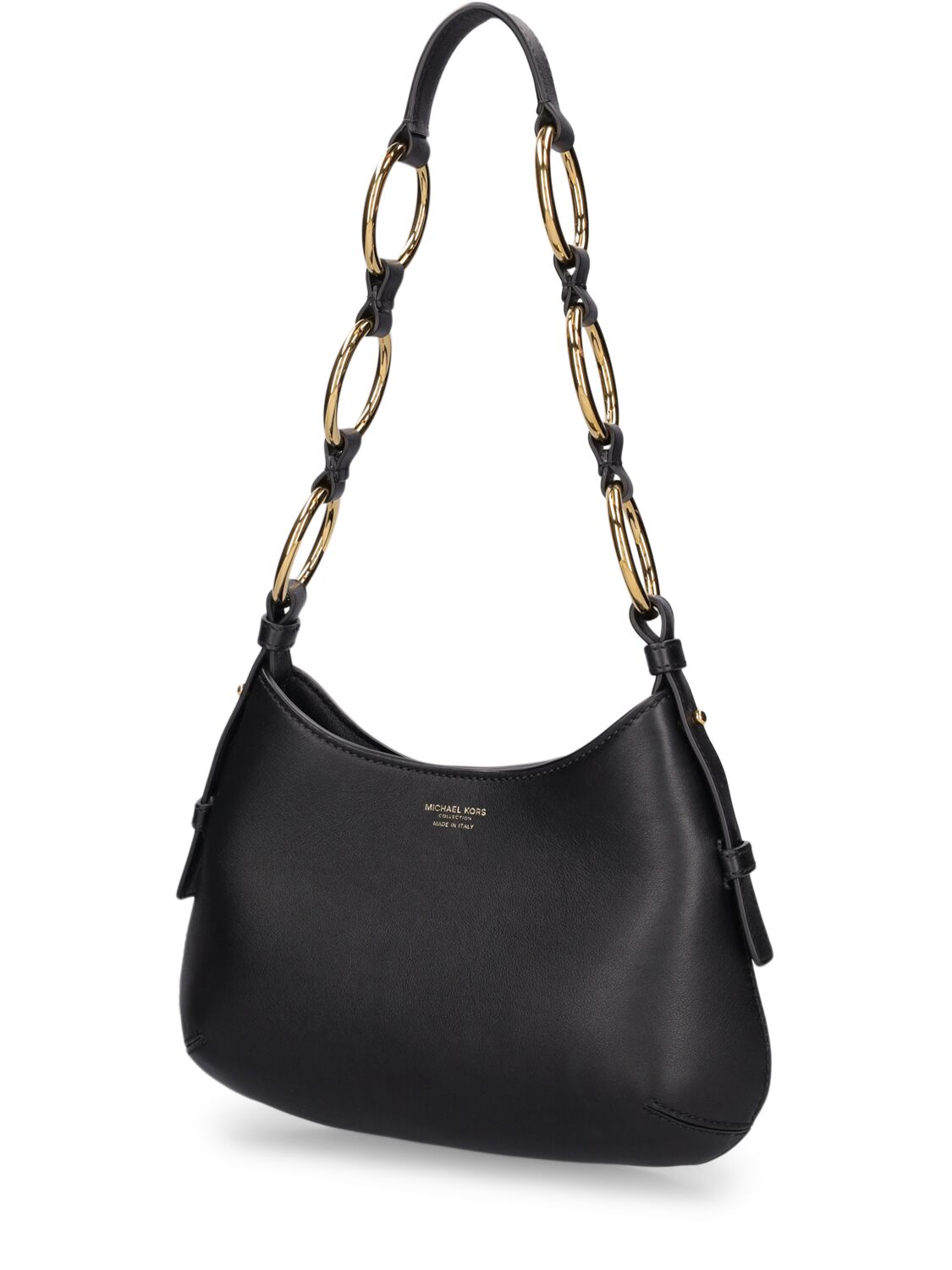 Shop Michael Kors Mini Bardot Hobo Leather Bag In 黑色
