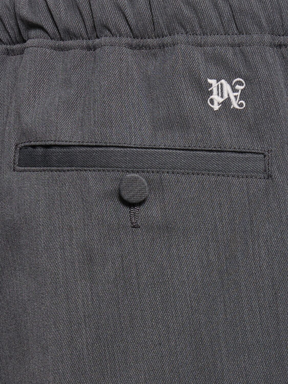 Shop Palm Angels Monogram Wool Blend Pants In Light Grey