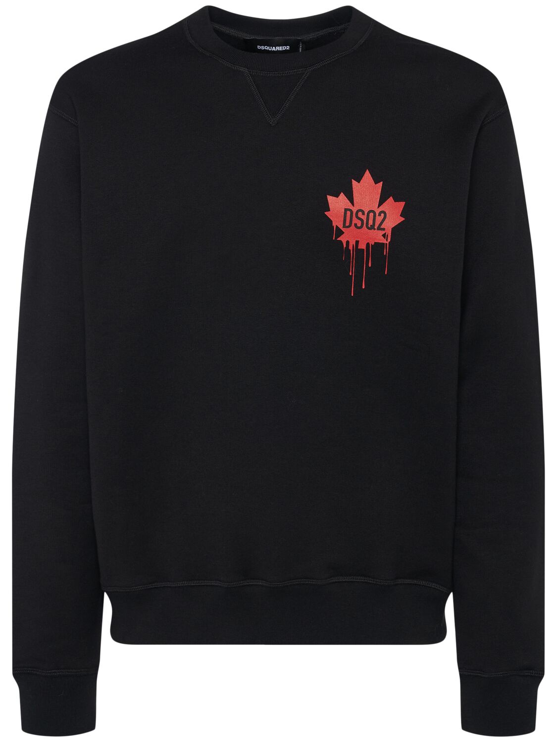 Dsquared2 Cool Fit Cotton Crewneck Sweatshirt In Black