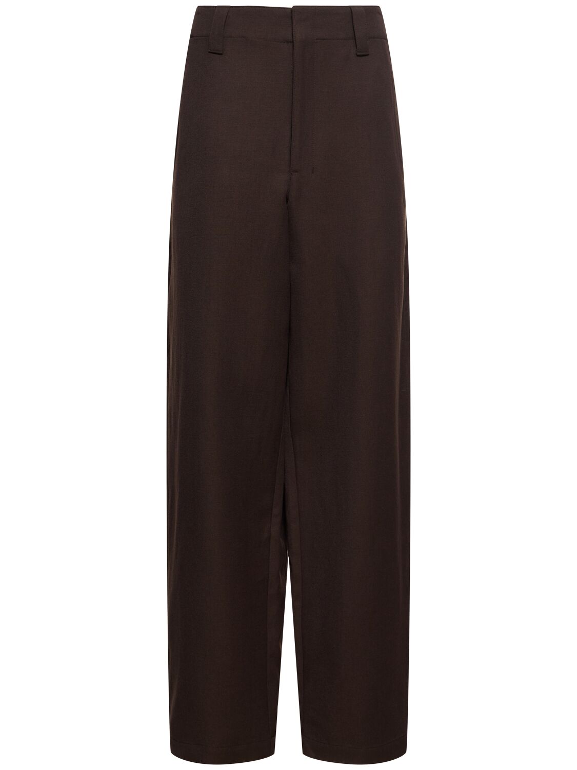 Lemaire Wool & Linen Baggy Pants In Brown