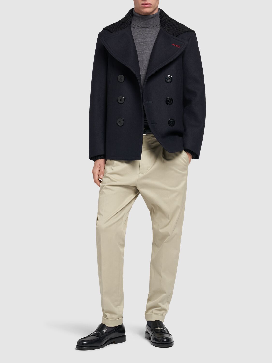 Shop Dsquared2 Felted Wool Blend Sailor Peacoat In Navy