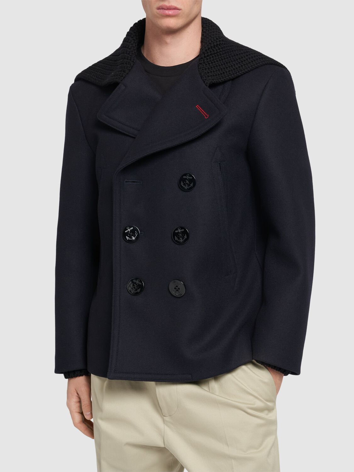 Shop Dsquared2 Felted Wool Blend Sailor Peacoat In Navy