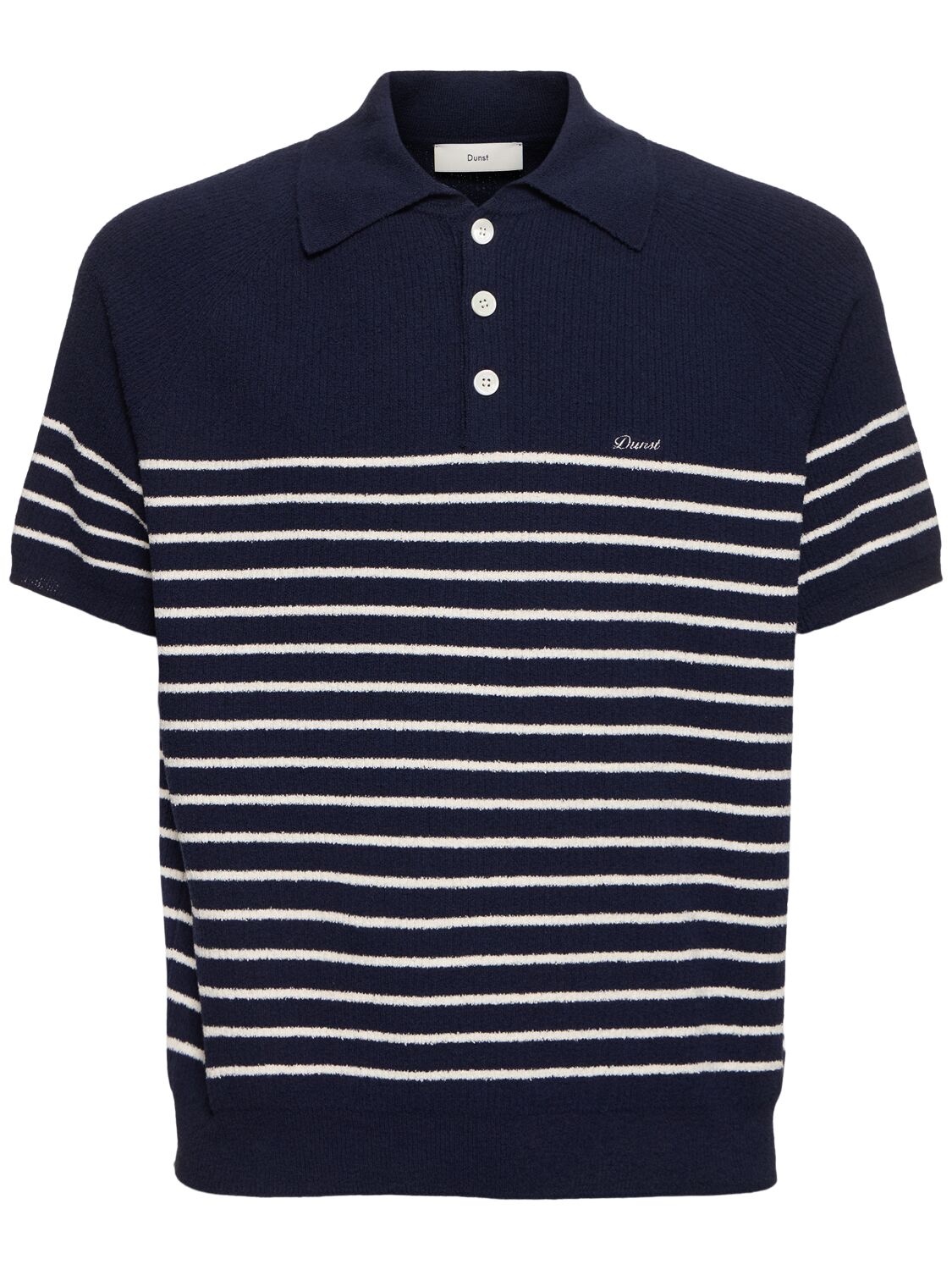 Shop Dunst Unisex Collared Stripe Knit Polo In Classic Navy