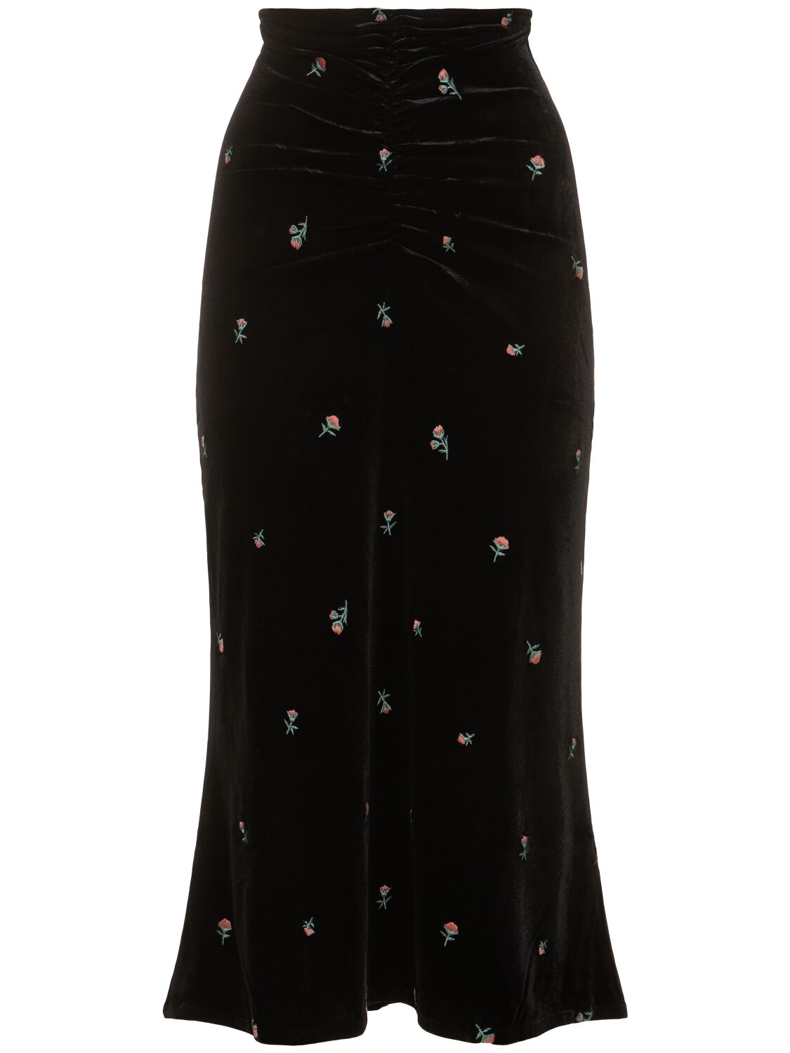 Image of Embroidered Velvet Midi Skirt
