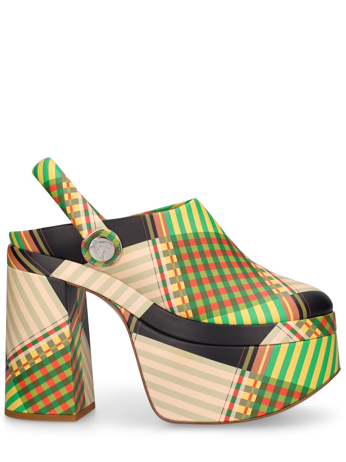 Vivienne Westwood 115mm Swamp Leather Clogs In Green,multi