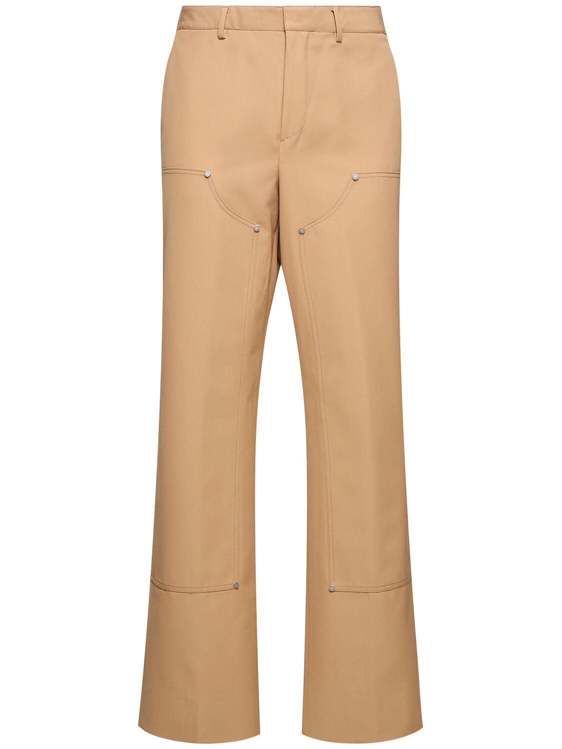 Palm Angels Monogram Workwear Cotton Pants In Beige