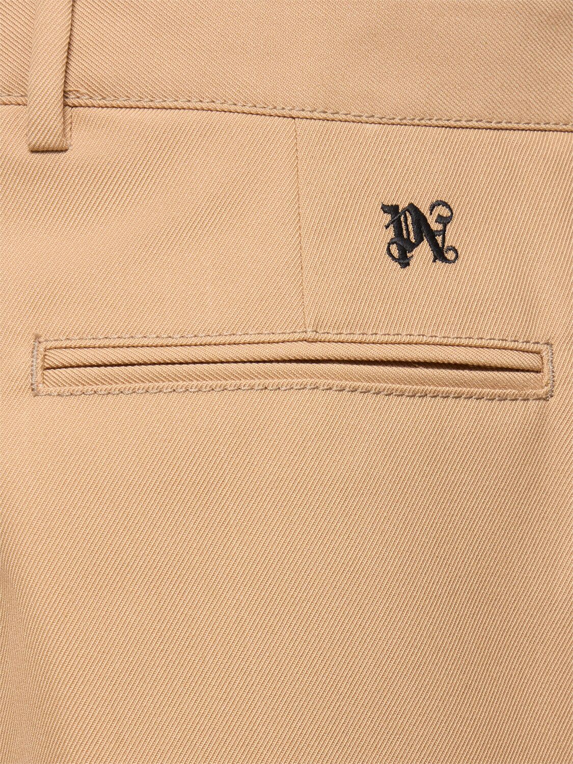 Shop Palm Angels Monogram Workwear Cotton Pants In Beige