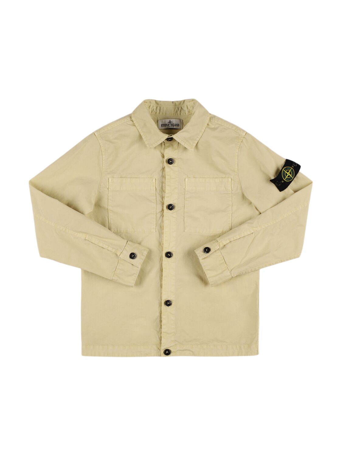 Stone Island Junior Cotton Canvas Stretch Jacket In 米黄色
