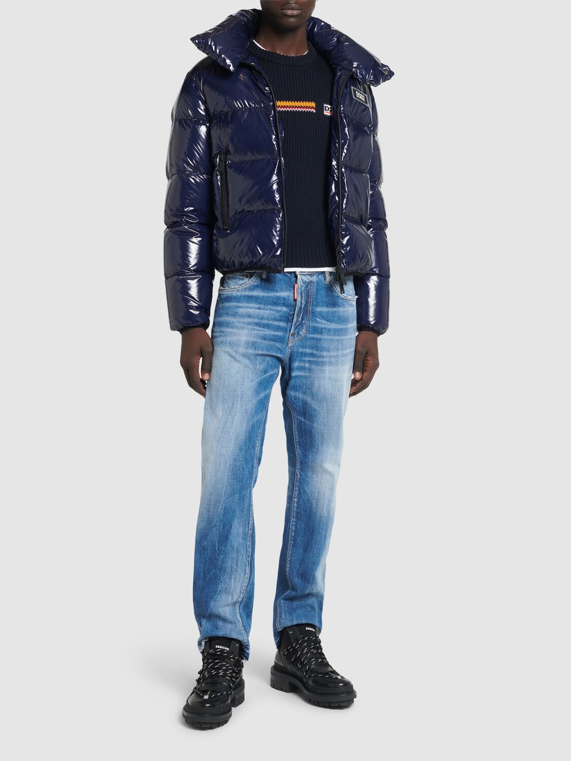 Shop Dsquared2 Ultra Light Ripstop Down Jacket In Navy