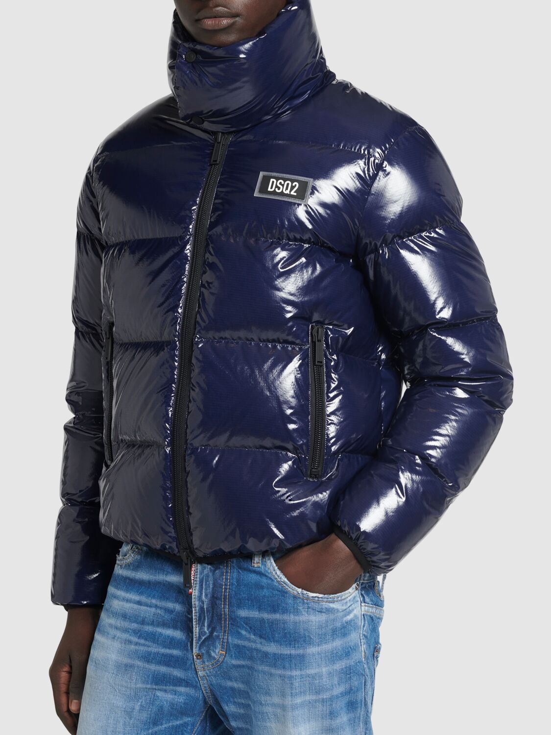 Shop Dsquared2 Ultra Light Ripstop Down Jacket In Navy