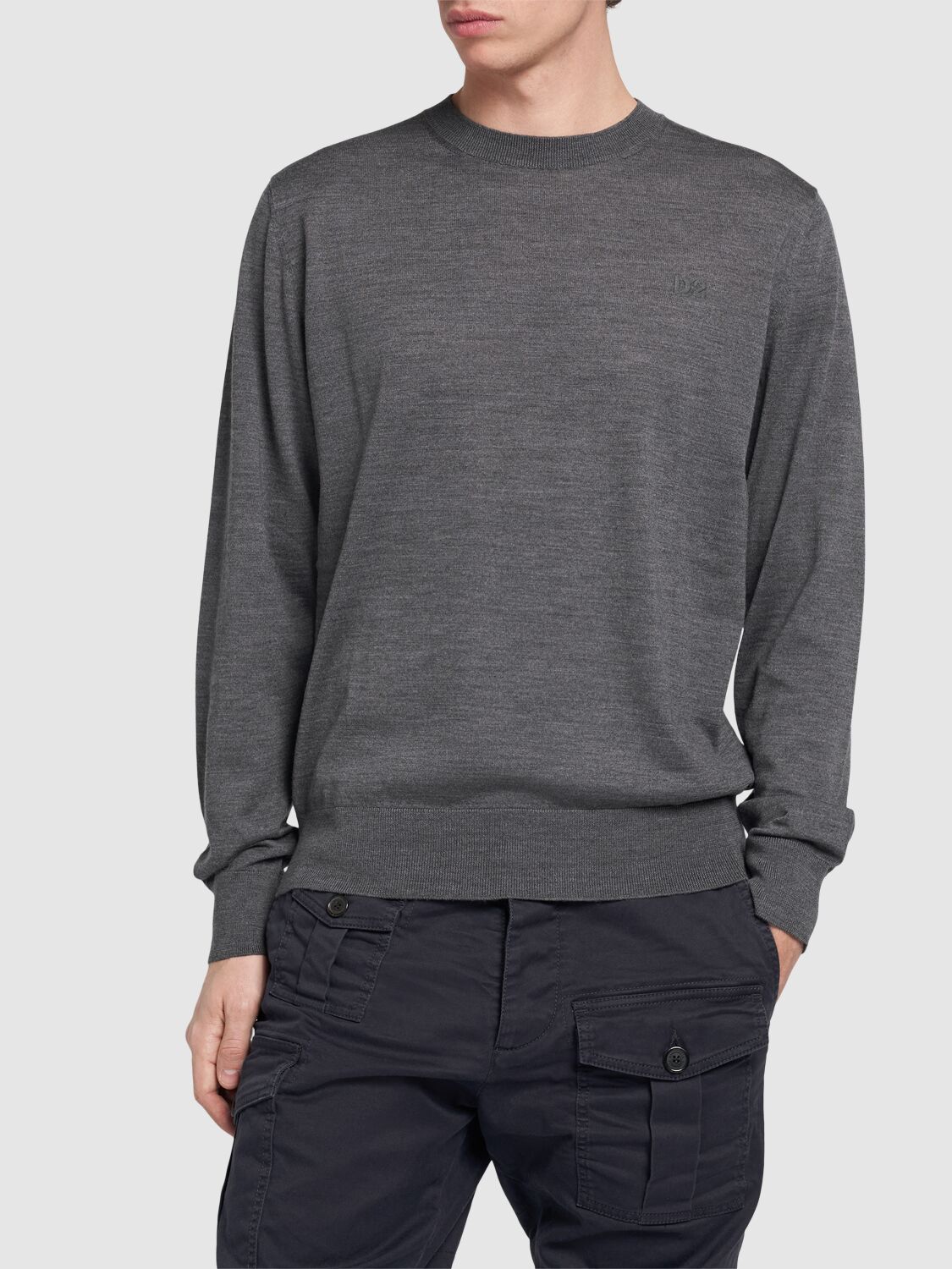 Shop Dsquared2 Crewneck Wool Sweater In Grey