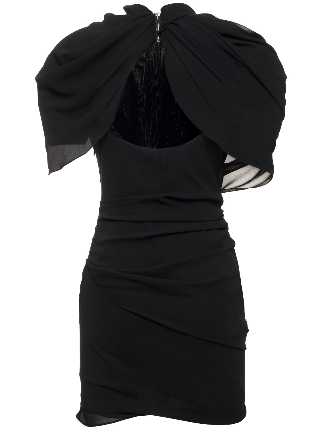 Jacquemus Castagna Gathered Draped Crepe Mini Dress In Black