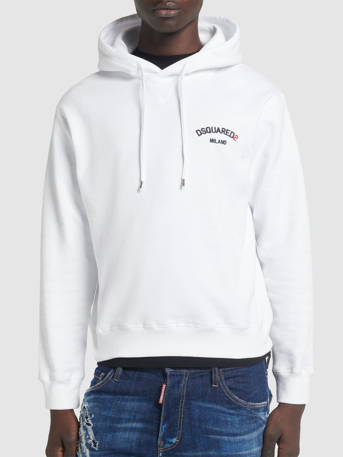 Shop Dsquared2 Cool Fit Cotton Logo Hoodie In White