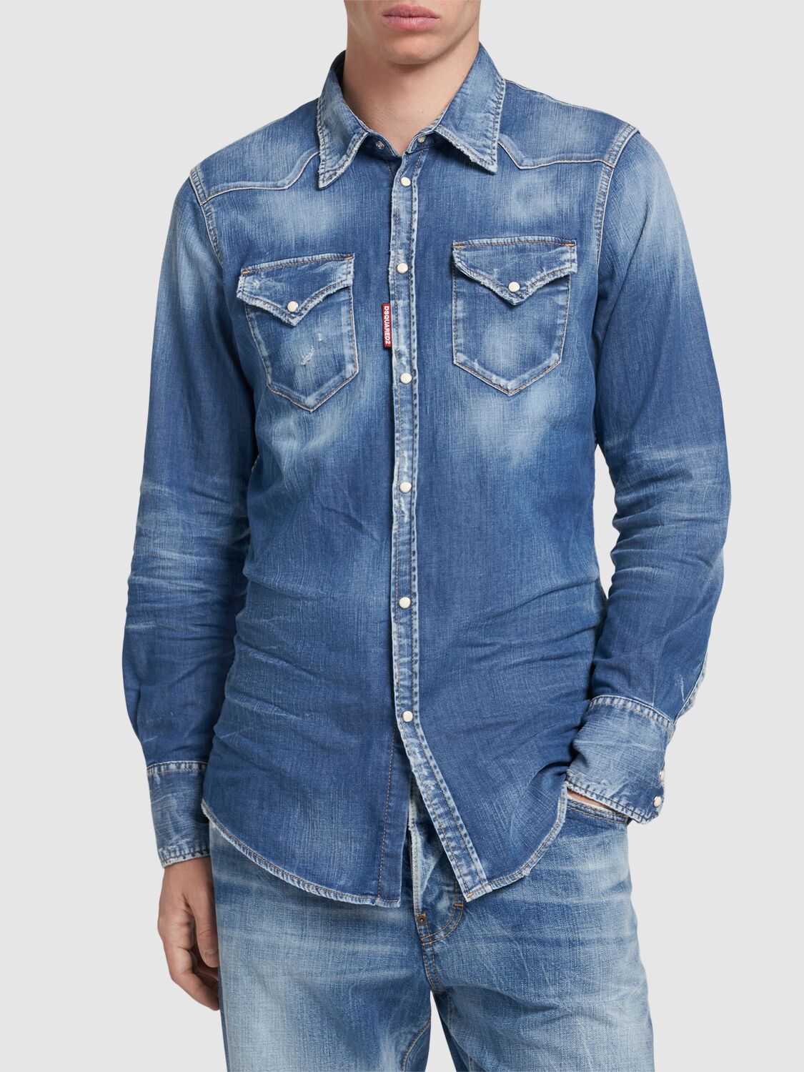 Shop Dsquared2 Classic Denim Western Shirt In Navy