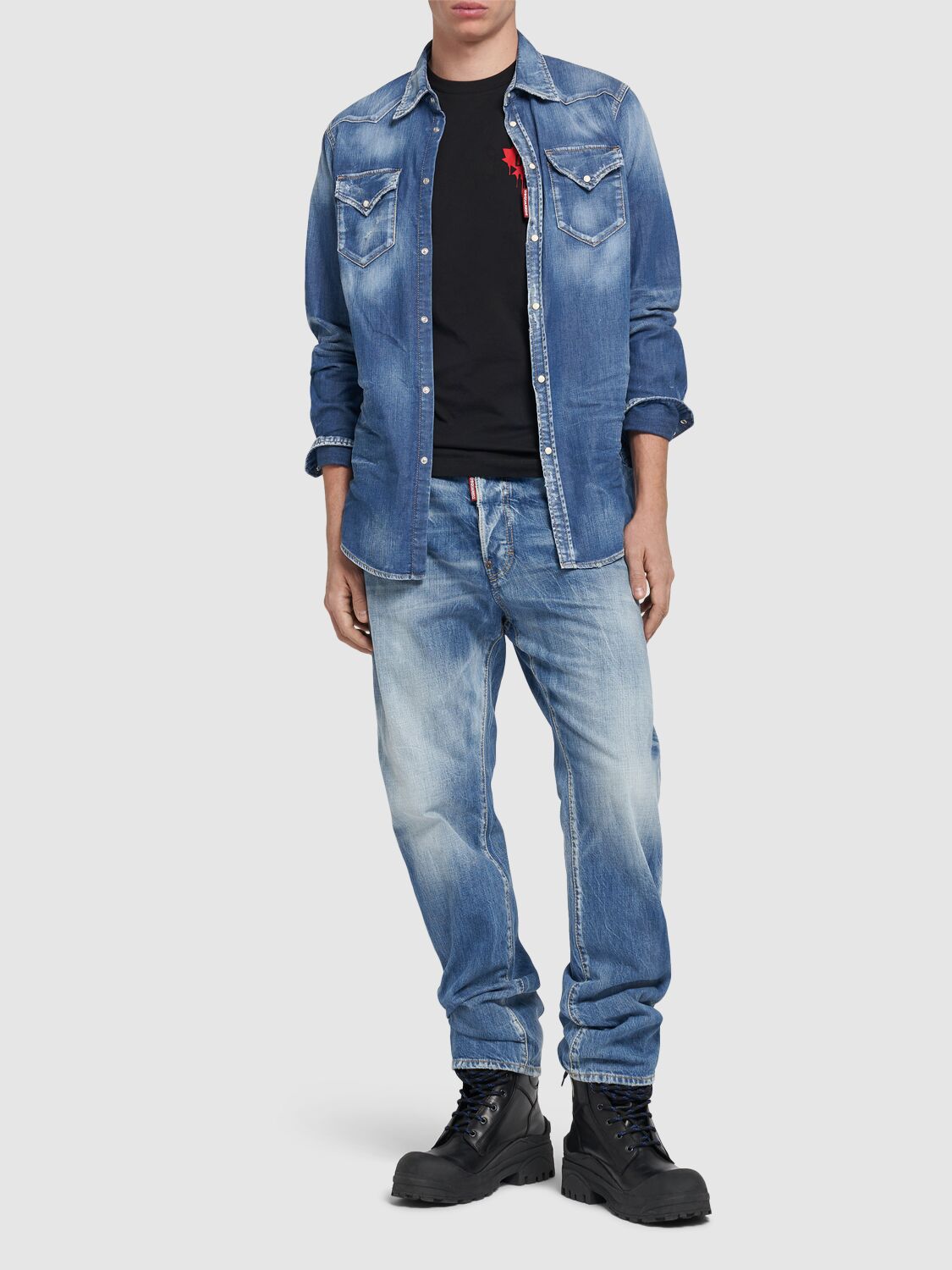 Shop Dsquared2 Classic Denim Western Shirt In Navy