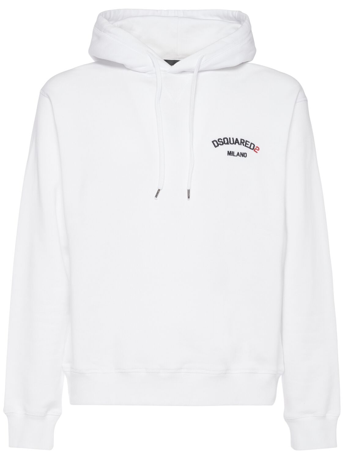 Dsquared2 Cool Fit Cotton Logo Hoodie In White