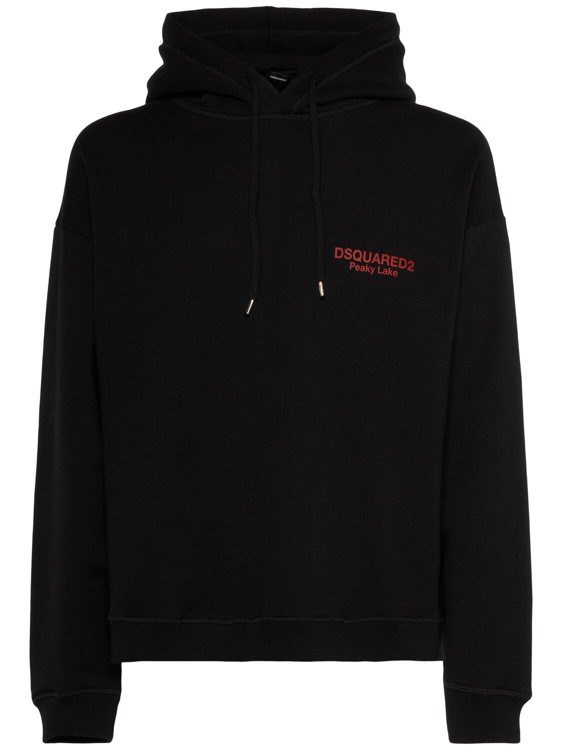 Dsquared2 Relax Fit Cotton Logo Hoodie In Black