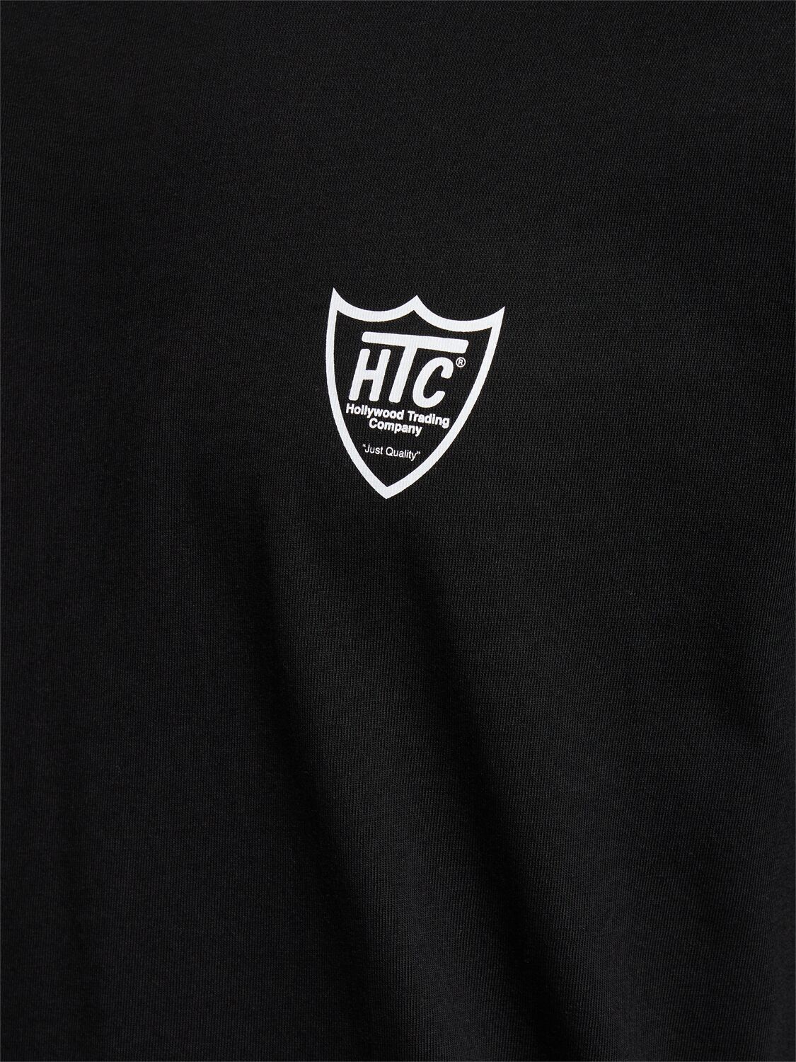 Shop Htc Los Angeles Small Logo Print Cotton Jersey T-shirt In Black