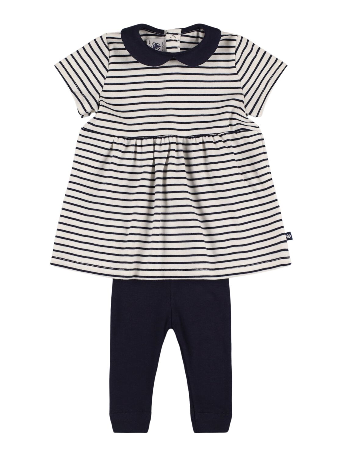 Image of Striped Cotton Dress & Leggings
