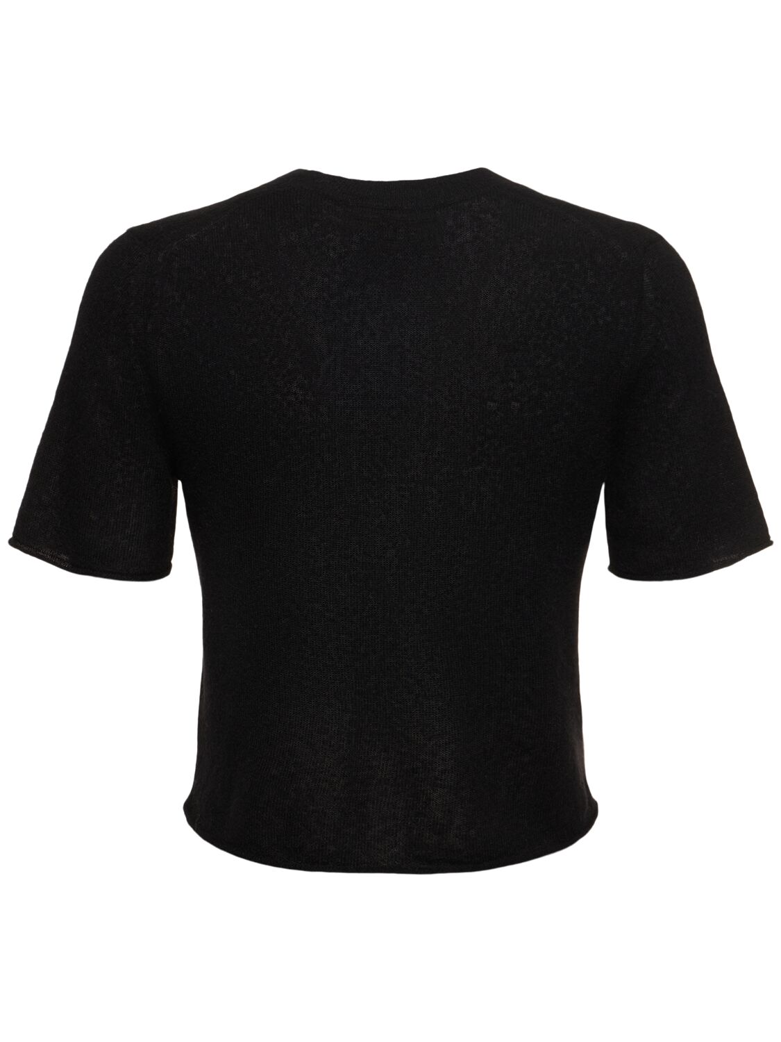 Shop Guest In Residence Featherweight Wool Blend Crop T-shirt In Black