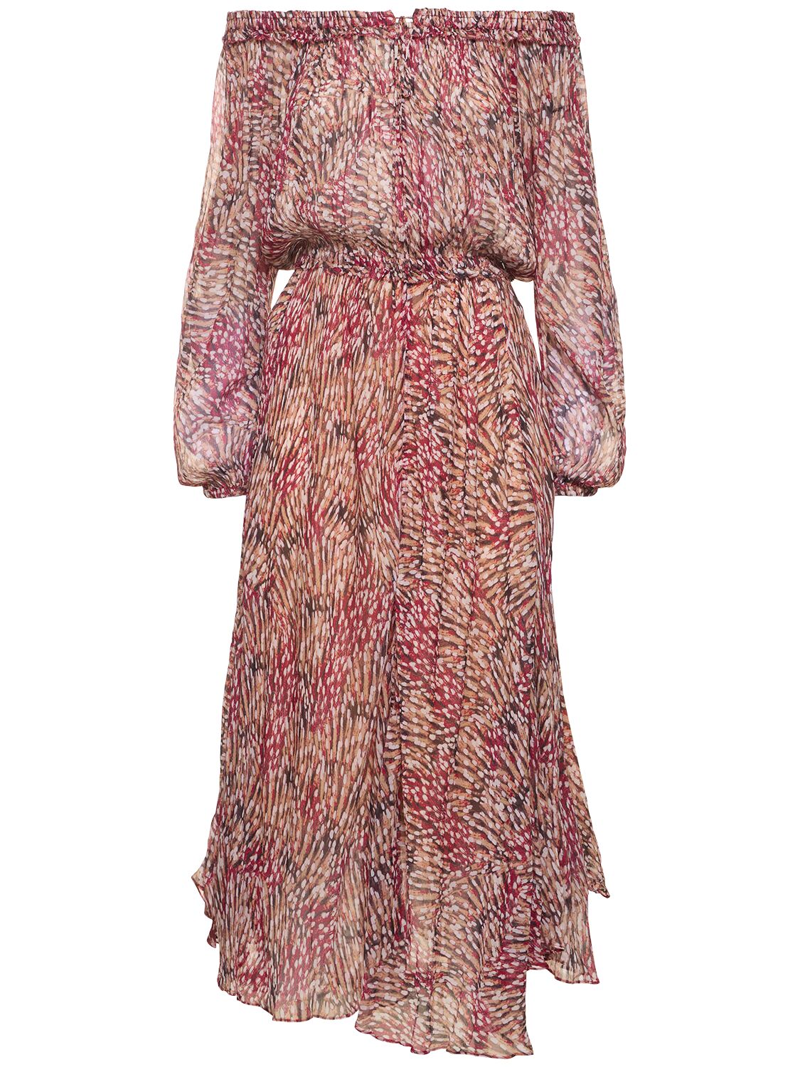 Shop Marant Etoile Volga Printed Viscose Long Dress In Raspberry,multi