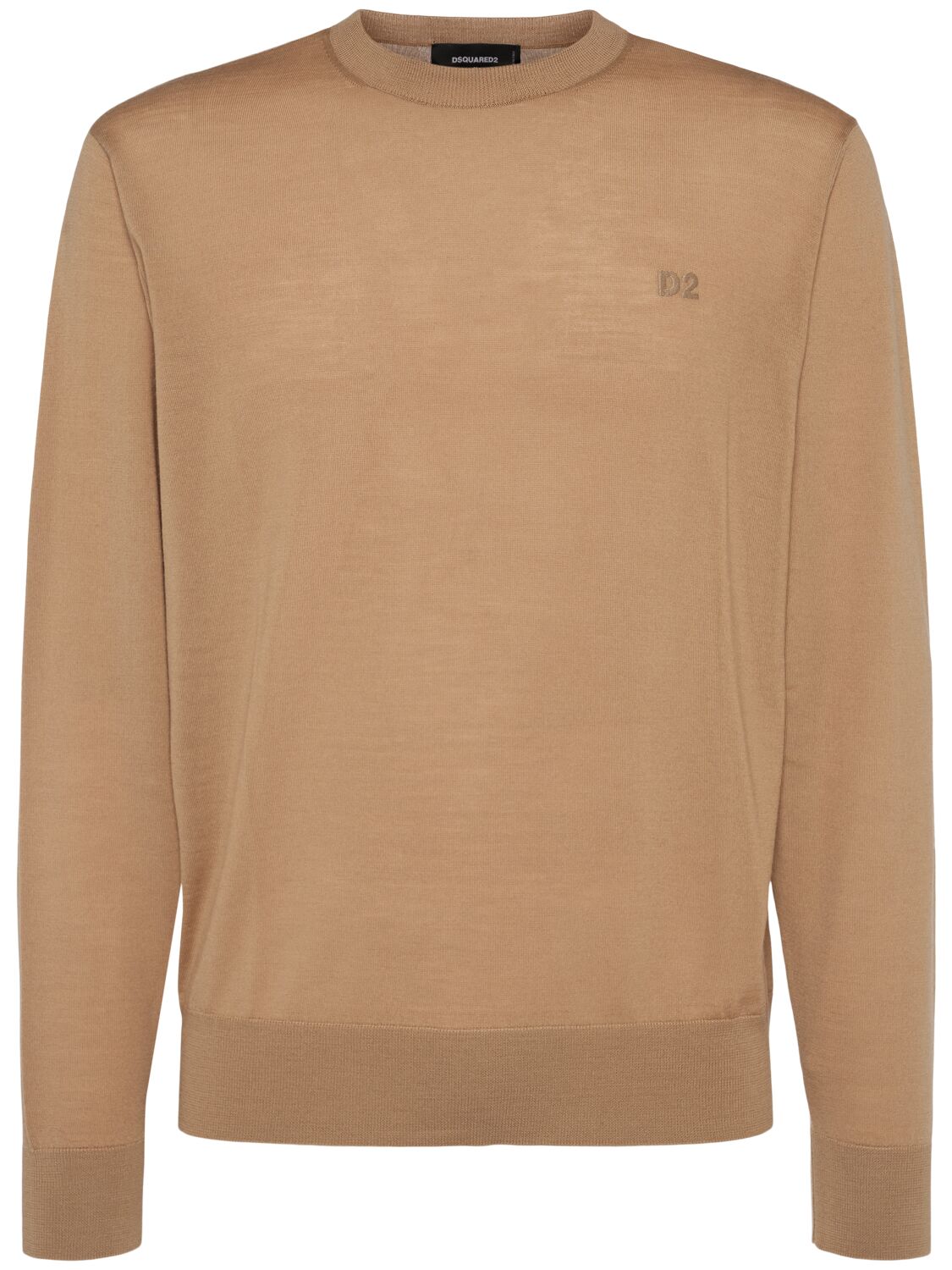 Dsquared2 Crewneck Wool Sweater In Sand